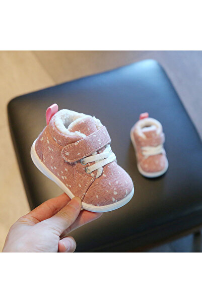 Superbaby Pantofi imblaniti roz cu picatele albe