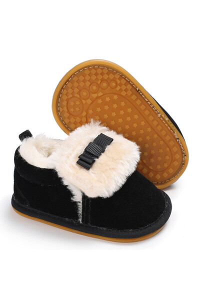 Superbaby Navy blue fur-lined shoes