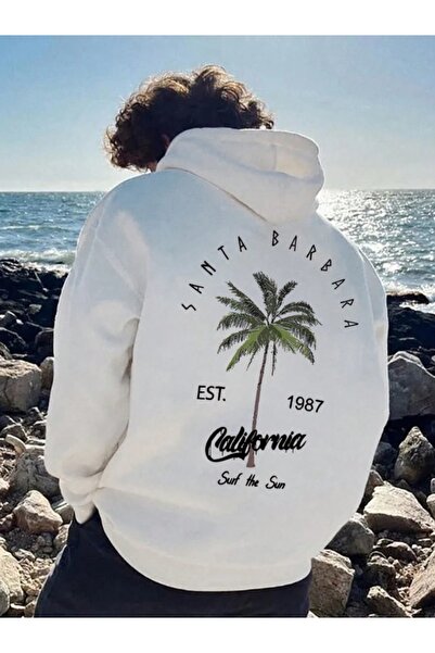 AFROGİYİM Φούτερ με κουκούλα με στάμπα California Palm με 2 κλωστές