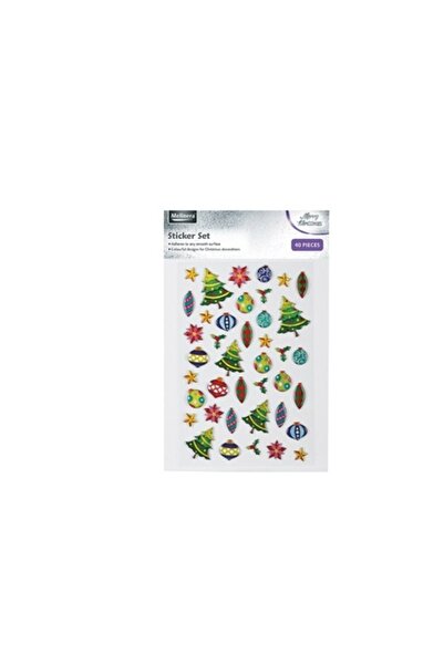 Bibilel Set of decorative stickers with 3D Christmas Tree and Globes, 40 piec...