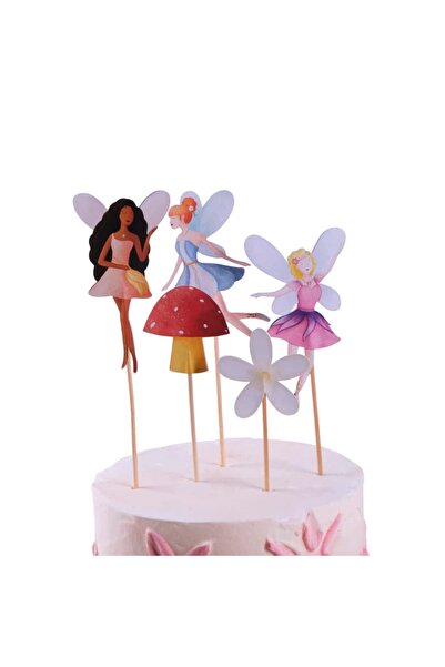 Peri Kızı Pasta Süsü Mantar ve Çiçek - Fairy Cake Topper Mushroom and Flower