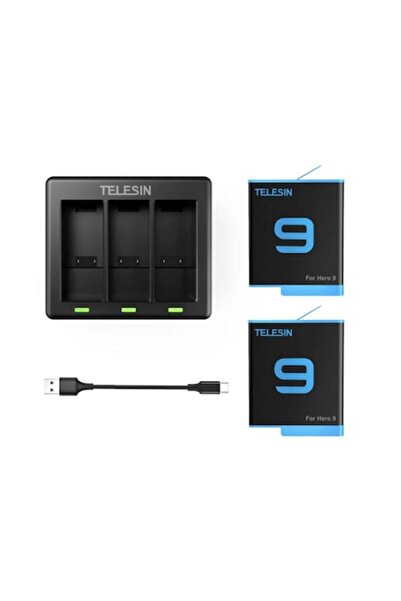 TELESIN Kit profesional pentru GoPro Hero 9/10, încărcător cu 3 sloturi și 2 ...