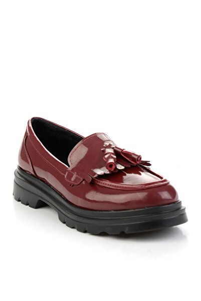Bambi Bordo Kadın Loafer Ayakkabı K01823060898