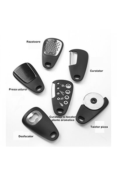 Flippy Flippy 6 in 1 mini kitchen utensil set, pizza cutter, knife, cleaner, grater, opener,