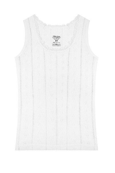 Öts Κοριτσίστικο μπλουζάκι με ριμπάντες και χοντρά λουράκια με σχέδιο ζακάρ (100% βαμβάκι)