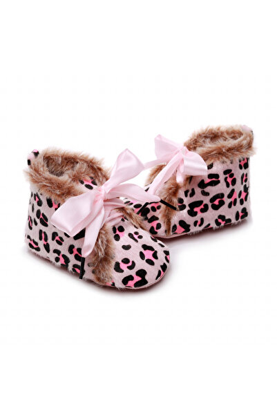 Superbaby Pink furry booties - Animal print