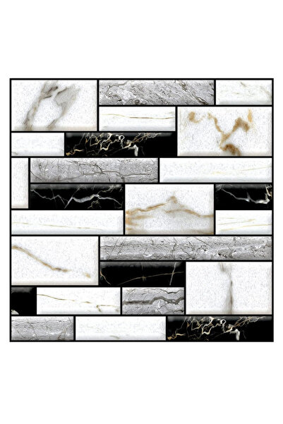 Flippy Set 10 x Placi Tapet Autocolant 3D cu Imitatie de Marmura, pentru Perete Bucatarie Sufragerie, Usor