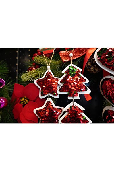 Bibilel Three hearts sequined Christmas tree ornament, Bibilel, red, wood, 36 cm