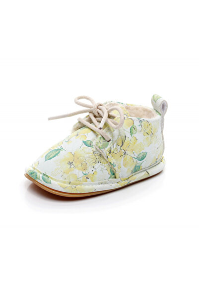 Superbaby White fur booties - Yellow flowers