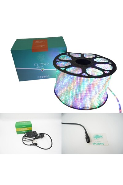 Flippy Iluminat de Crăciun, 46 m, 1104 LED-uri, Tub luminos, Multicolor, Tran...