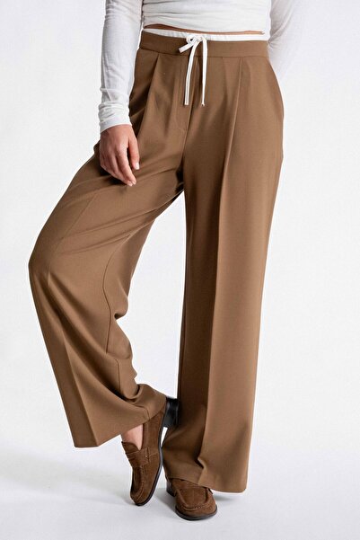 SEPANU COLLECTION Women's Double Waist Detailed Camel Palazzo Pants