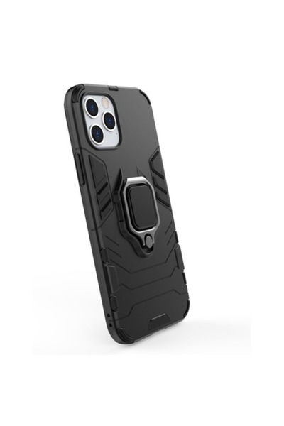 Bibilel Carcasă Bumper Ring Armor cu suport pentru iPhone 12 Pro Max, neagră