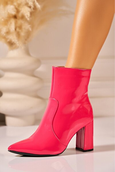 Joana Γυναικεία μποτάκια με τακούνι σε φούξια από δερματίνη