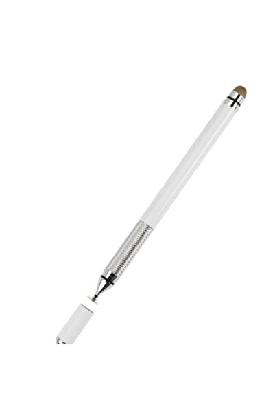 Bibilel Creion Stylus universal 2 in 1, pentru tableta, telefon sau laptop cu touch screen, Alb