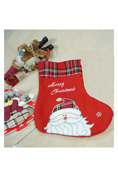 dalip Red Christmas Gift Stocking with Santa Print, 15x30 cm,