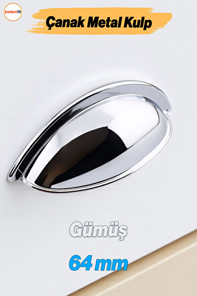 Badem10 Mâner pentru dulap 64 mm, cromat, argintiu, metal, sertar pentru mobilier, mâner pentru ușă dulap, mâner pentru bucătărie