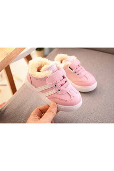 Superbaby Adidasi imblaniti roz cu dungi albe