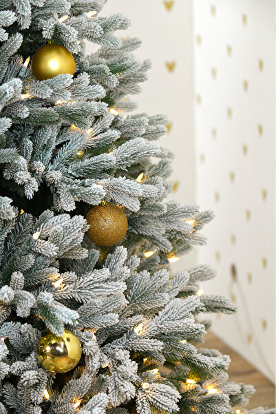 BraziPremium By OLLMA Brad de Crăciun artificial Snowy Hamilton cu zăpadă și luminițe, PE, 228 cm, 750 LED-uri