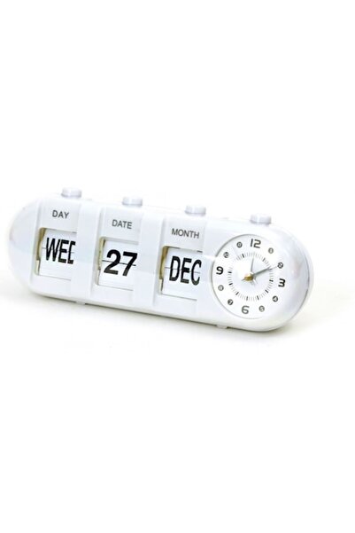 Platinet Clock with Calendar and Alarm, White, January (27x10x9 cm)