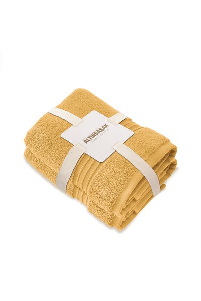 Altınbaşak Soft Microcotton Cotton 2-Piece Hand Towel Set 50 X 90 Mustard