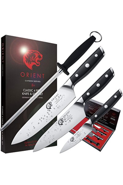 Orient Set of 3 knives, massaged for sharpening, made of German X50 Ultra + stainless steel, black