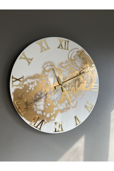 Sultan Tasarım 40 CM Epoksi Tasarımlı Şık Duvar Saati - 40 cm çap