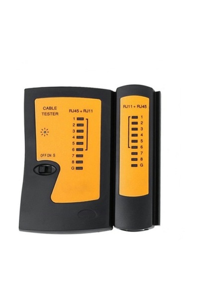 Bibilel Тестер за LAN и телефонни кабели, RJ45 и RJ11 конектор, черен с жълт