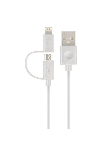 Forever Cablu de date și încărcare USB-A la Lightning / MicroUSB MFi, 18W, 1m, alb