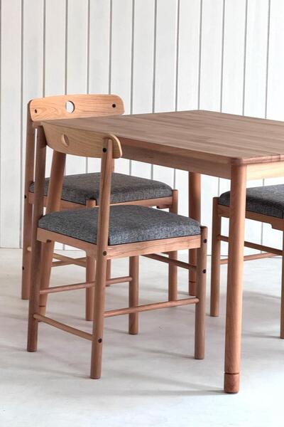 unboxdeco Alaçatı 6 kişilik 4 Sandalye Doğal Masif Kayın İskandinav Tarzı Retro Yemek Masa Takımı Ahşap 115x80