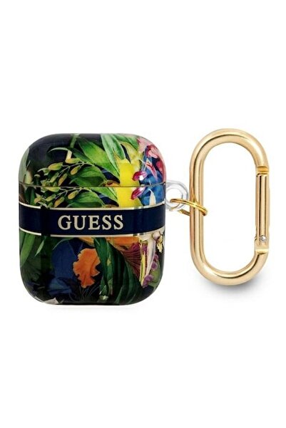 Guess Husă de protecție pentru Apple AirPods 1/2, Colecția Flower Strap, Albastră