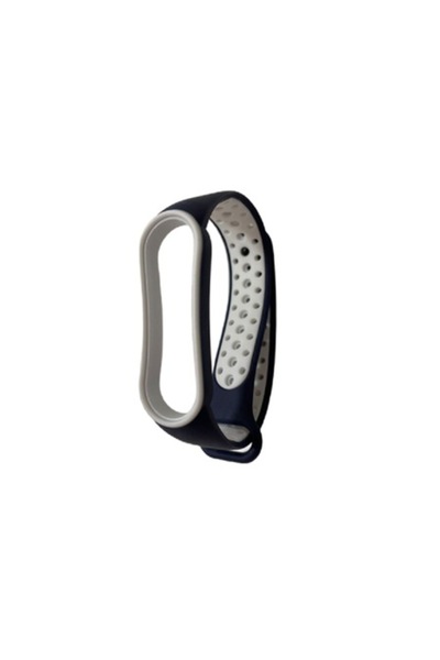 Bibilel Brățară fitness compatibilă cu Xiaomi Mi Band 5, silicon, alb-bleumarin, CRB-BBL3979