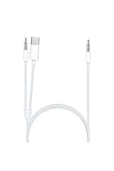 Bibilel Cablu audio 2-în-1 Tip C și Jack 3.5 mm, 1 m, Alb, BBL1900