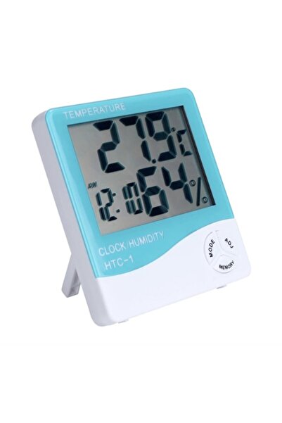 Bibilel Termometru camera copil, functie de higrometru, cu ceas si suport, Bibilel, Alb-Bleu