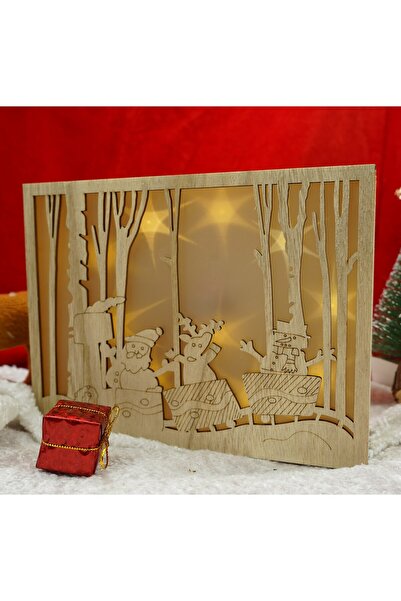 Bibilel Light Decoration - Winter Scene Santa Claus, Brown, 21×5×16 cm, Wood, Indoor/Outdoor