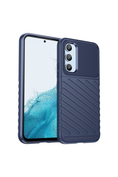 SOHO Husa compatibila cu Samsung Galaxy A54 5G, material silicon cu design stripes, Dark blue