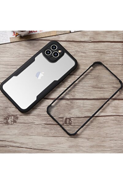 Flippy Max Defence Case for iPhone 12 Pro - Black Bumper, Double Front Transparent, Full 360 Protection
