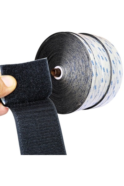 SOHO Adhesive Velcro Tape, 4 pcs, 3m x 12 mm, Black