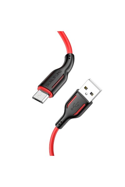Borofone Cablu de date și încărcare USB-A la microUSB BX63 Charming, 18W, 1m, Roșu