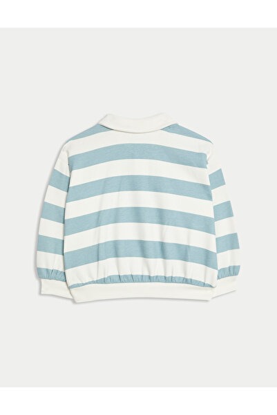 Marks & Spencer Pamuk Karışımlı Çizgili Rugby Sweatshirt