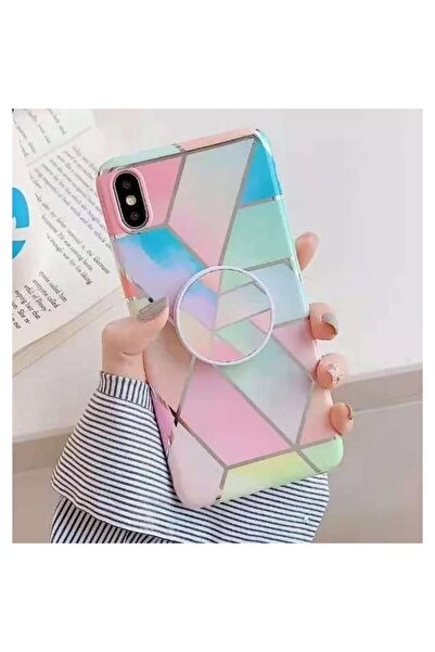Flippy Protective Case for Apple iPhone 11Pro Max Soft IMD TPU Marble Geometric Pink Stand included