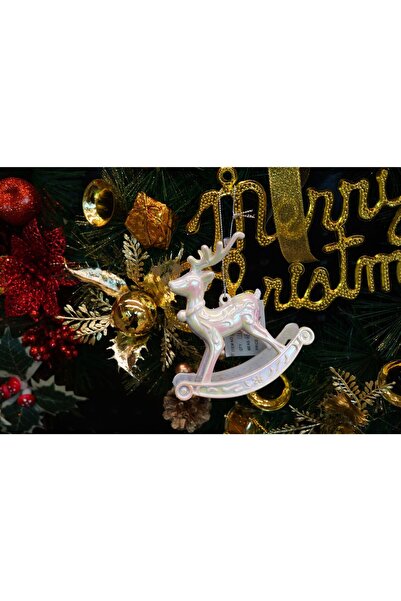 Flippy Στολίδι Χριστουγεννιάτικου Δέντρου, Φινίρισμα Πέρλας, Σχήμα Ταράνδου, 11 εκ. x 11 εκ., Πλαστικό,