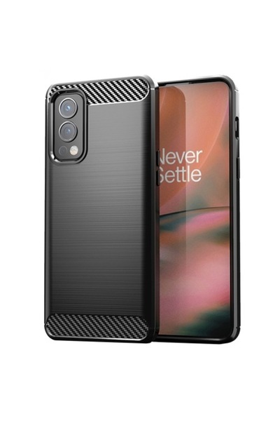 SOHO Carcasă de protecție subțire compatibilă cu OnePlus Nord 2 5G, design carbon, neagră