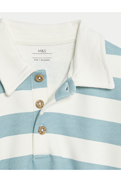 Marks & Spencer Pamuk Karışımlı Çizgili Rugby Sweatshirt