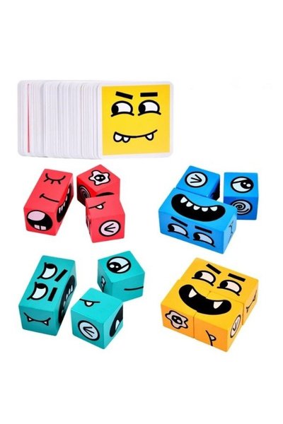 Flippy Montessori Children's Toy, Wooden Cube, Girl Assembly, 64 Fun Cards, f...