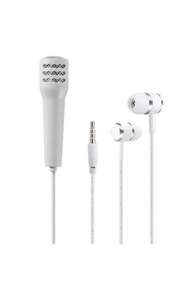 Bibilel Mini Wired Headset Microphone with Noise Cancellation, 3.5mm Jack, White