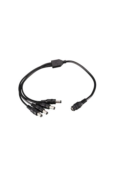 Bibilel Cablu de alimentare CC de la 2,1 mm mamă la 4x CC mascul, 30 cm, negru