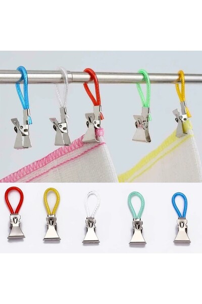 SOHO Colored hanger clips with bar attachment, anti-rust, 10 pieces, Multicolor