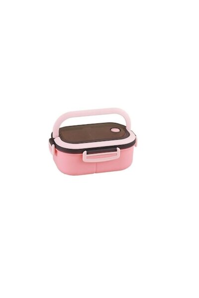 OEM Lunchbox with utensils, 1.2 l, 14 x 21 cm, plastic, handle, pink
