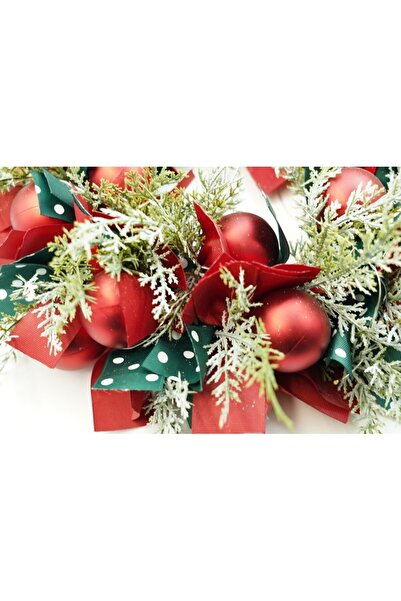 Flippy Χριστουγεννιάτικο στεφάνι για την πόρτα, Κόκκινο/Πράσινο, 40 cm, PVC, Τεχνητό, Διακοσμημένο, με LED,