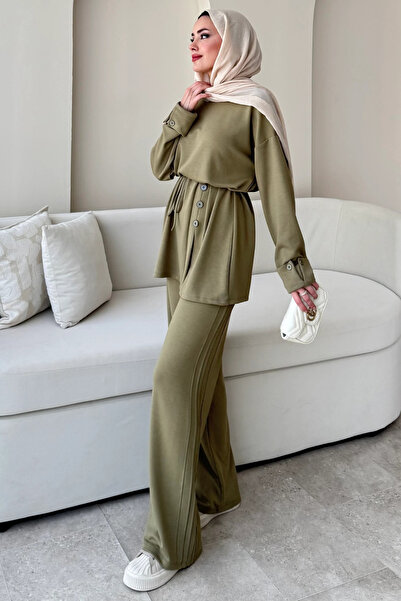Tesettür Diyarı Kadın Premium Orijinal Modal Kumaş Düğmeli Alt Üst Tesettür Takım
